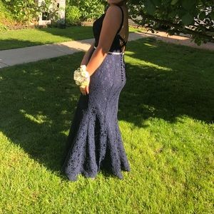 Morilee by Madeline Gardner Blue Lace Prom Dress